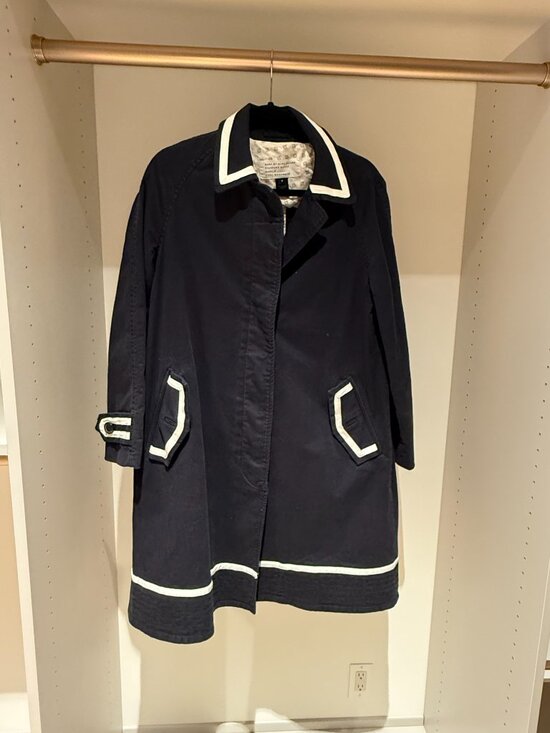 Marc By Marc Jacobs Jackets & Blazers - Marc by Marc Jacobs Black Cotton Trench Coat White Piping 3/4 Sleeve Nautical M
